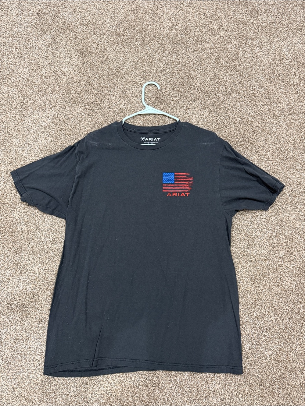Ariat Black Short-Sleeve Tee with Flag Chest Graphic